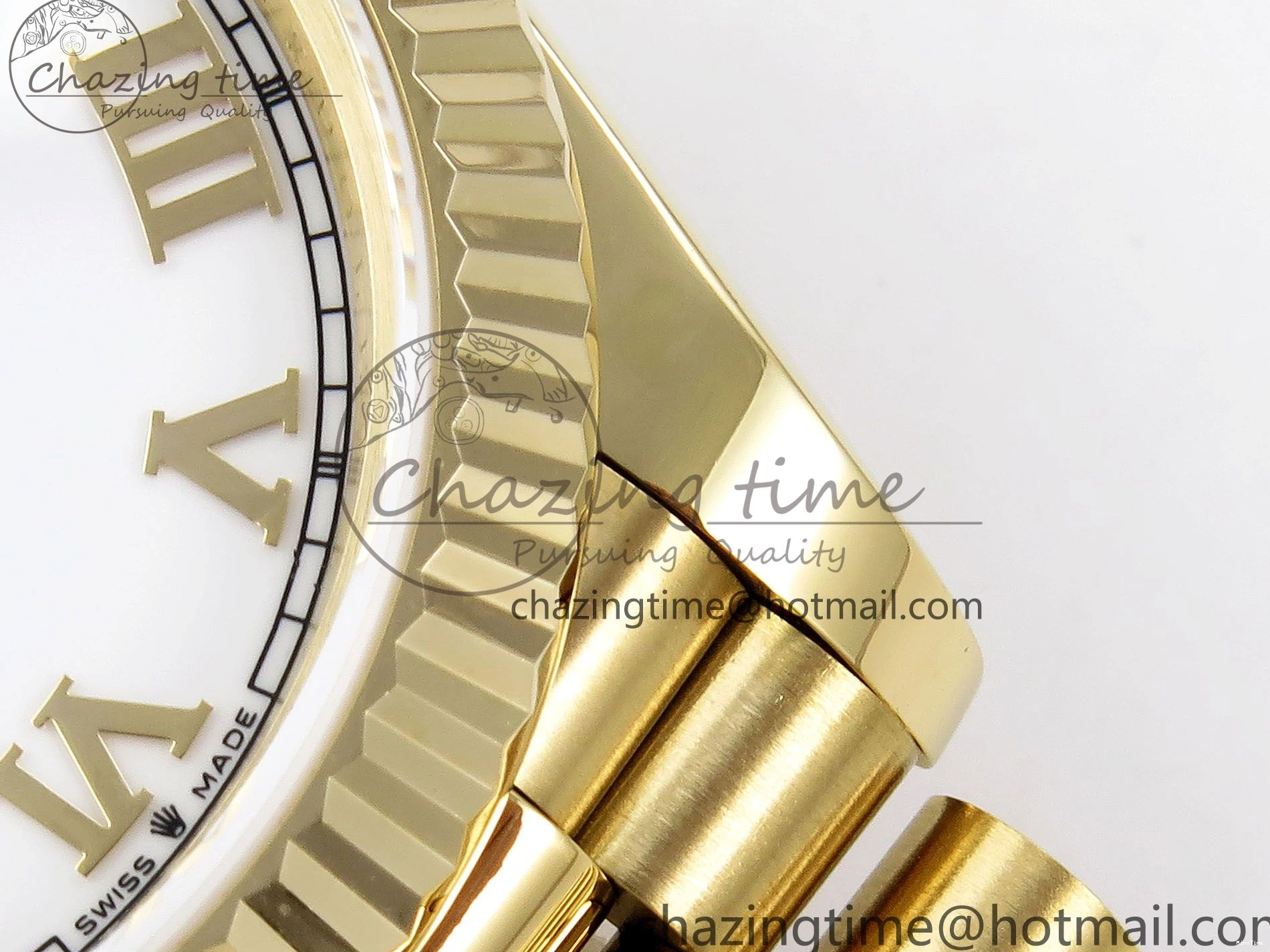 MiroTime 0408 Day Date 40 YG JDF Gain Weight 904L Steel White Roman Dial on President Bracelet VR3255 V Functional 1369